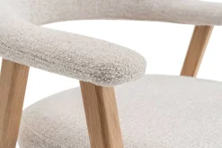 Esszimmerstuhl Coralie - 64x59.5x83cm - Eiche massiv/beige Stoff