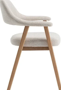 Esszimmerstuhl Coralie - 64x59.5x83cm - Eiche massiv/beige Stoff