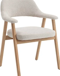 Esszimmerstuhl Coralie - 64x59.5x83cm - Eiche massiv/beige Stoff