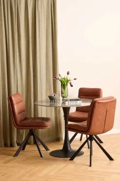 Esszimmerstuhl Dean - 47x57x85cm - Kunstleder - cognac