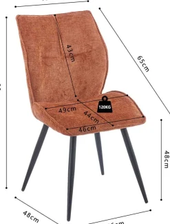 Esszimmerstuhl Faye - 49x65x89cm - Rost