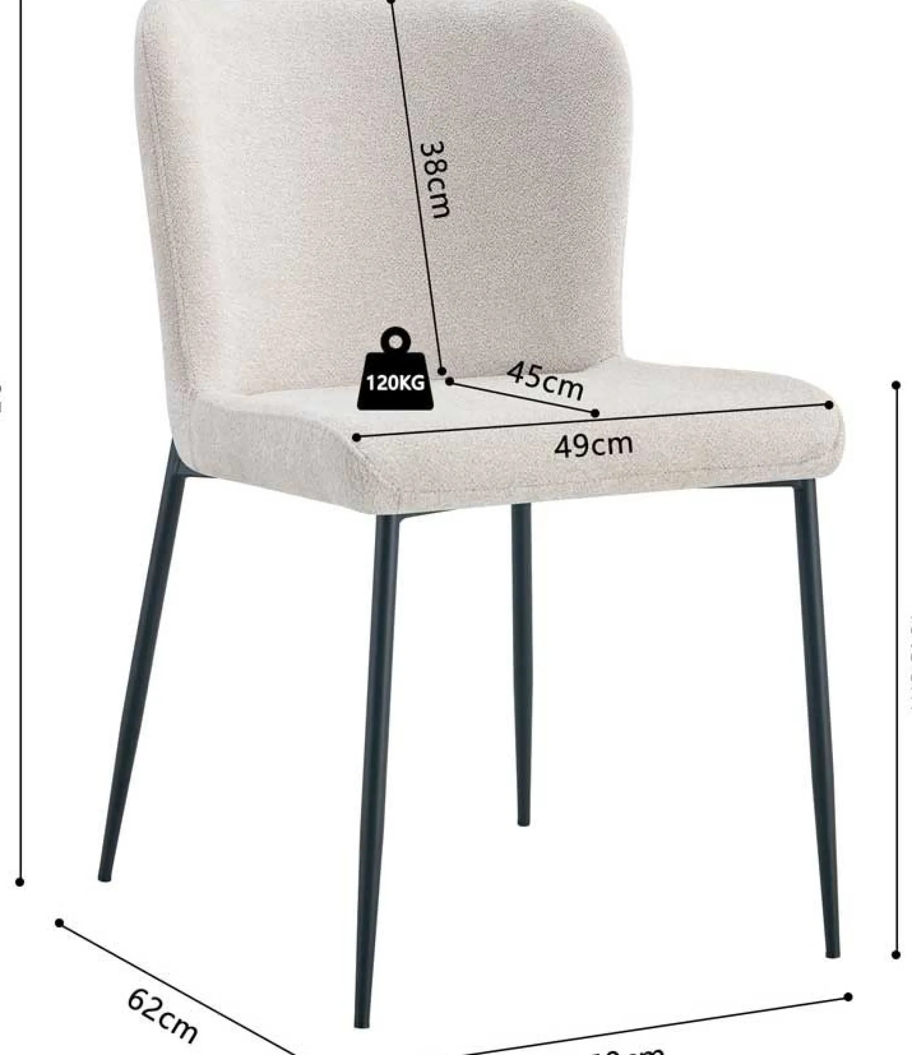 Esszimmerstuhl Lisa | 50 x 62 x 85 cm | Beige