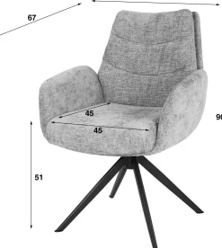 Esszimmerstuhl Lungo - 66x67x90cm - drehbar - taupe