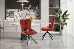 Esszimmerstuhl Morris - 48x59.5x90cm - drehbar - roter Stoff