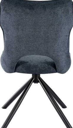 Esszimmerstuhl Morris - 48x59.5x90cm - drehbar - blauer Stoff