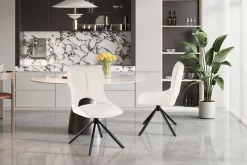 Esszimmerstuhl Morris - 48x59.5x90cm - drehbar - beige Stoff