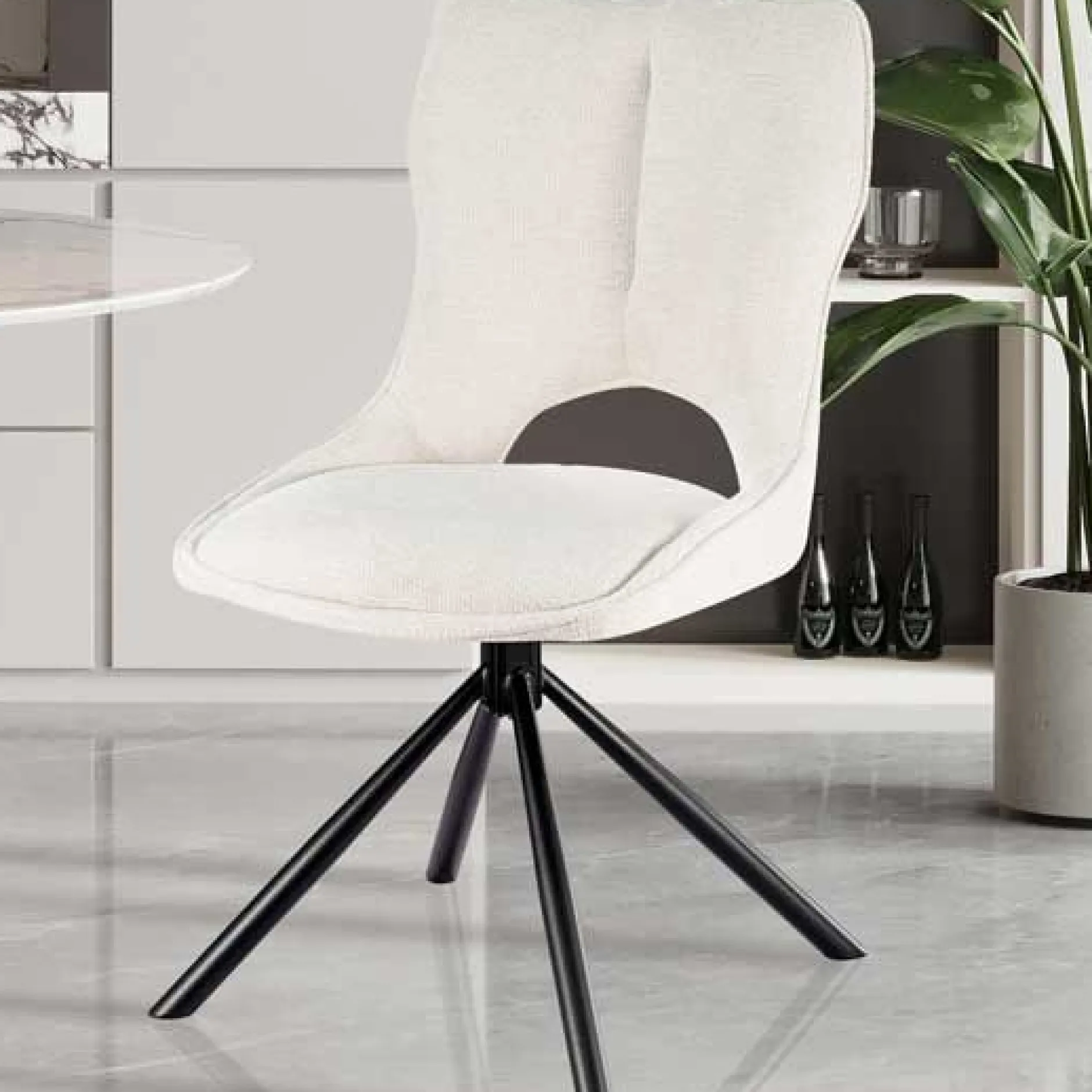 Esszimmerstuhl Morris - 48x59.5x90cm - drehbar - beige Stoff