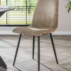 Esszimmerstuhl Rock - 45x57x87cm - beige gerippter Samt