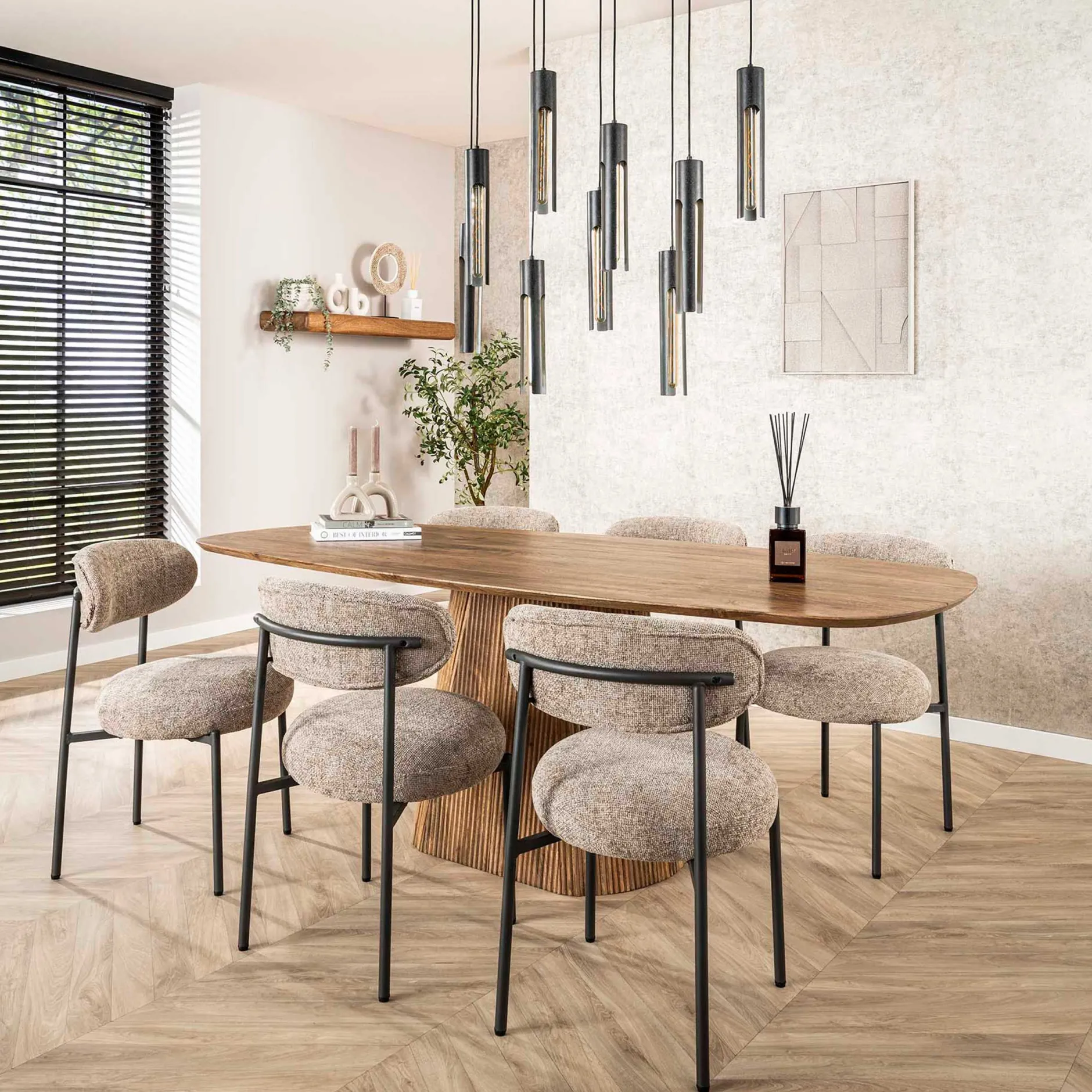 Esszimmerstuhl Rondo - 52x57x81cm - beige Stoff