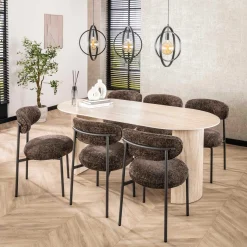 Esszimmerstuhl Rondo - 52x57x81cm - brauner Stoff