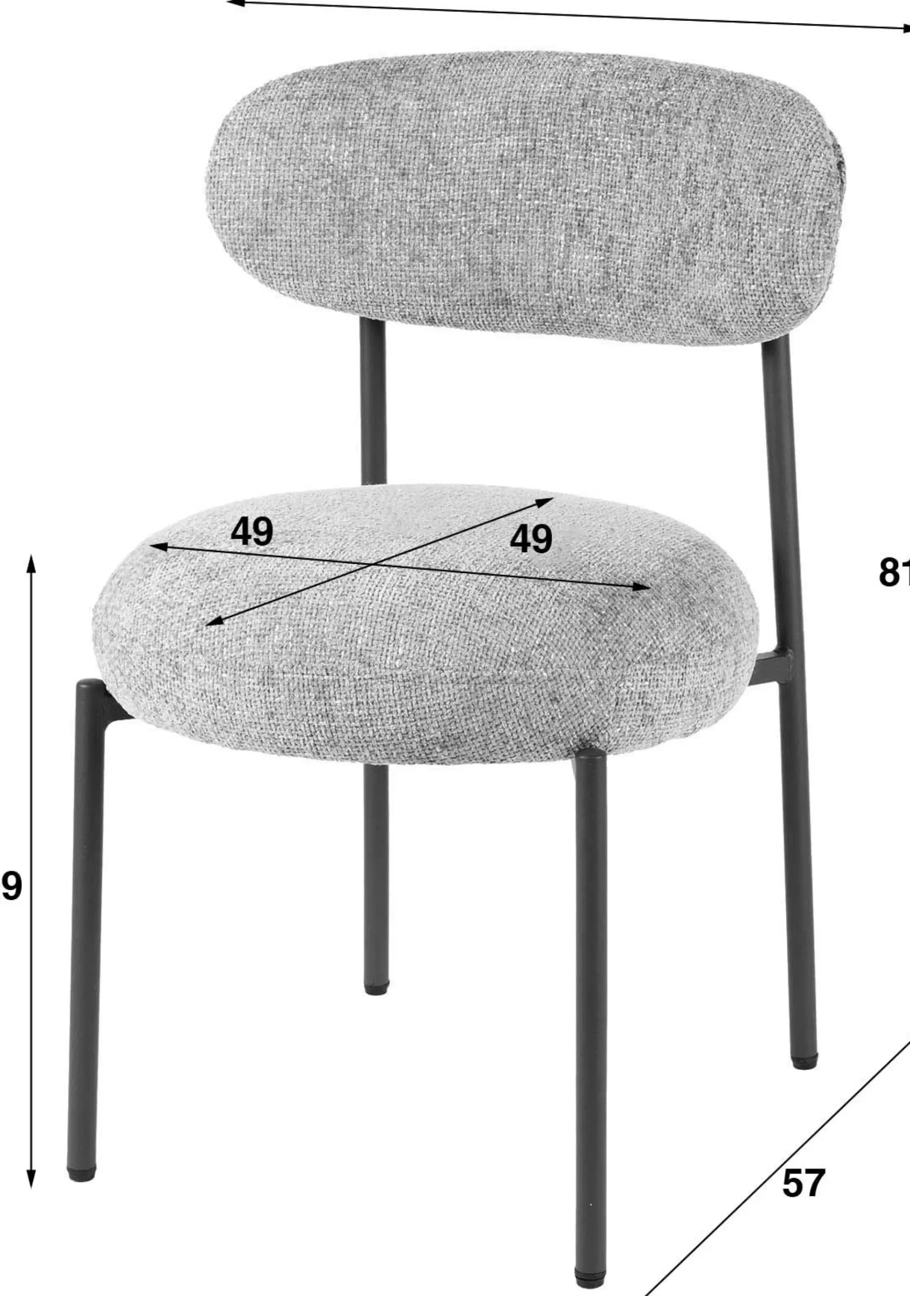 Esszimmerstuhl Rondo - 52x57x81cm - brauner Stoff