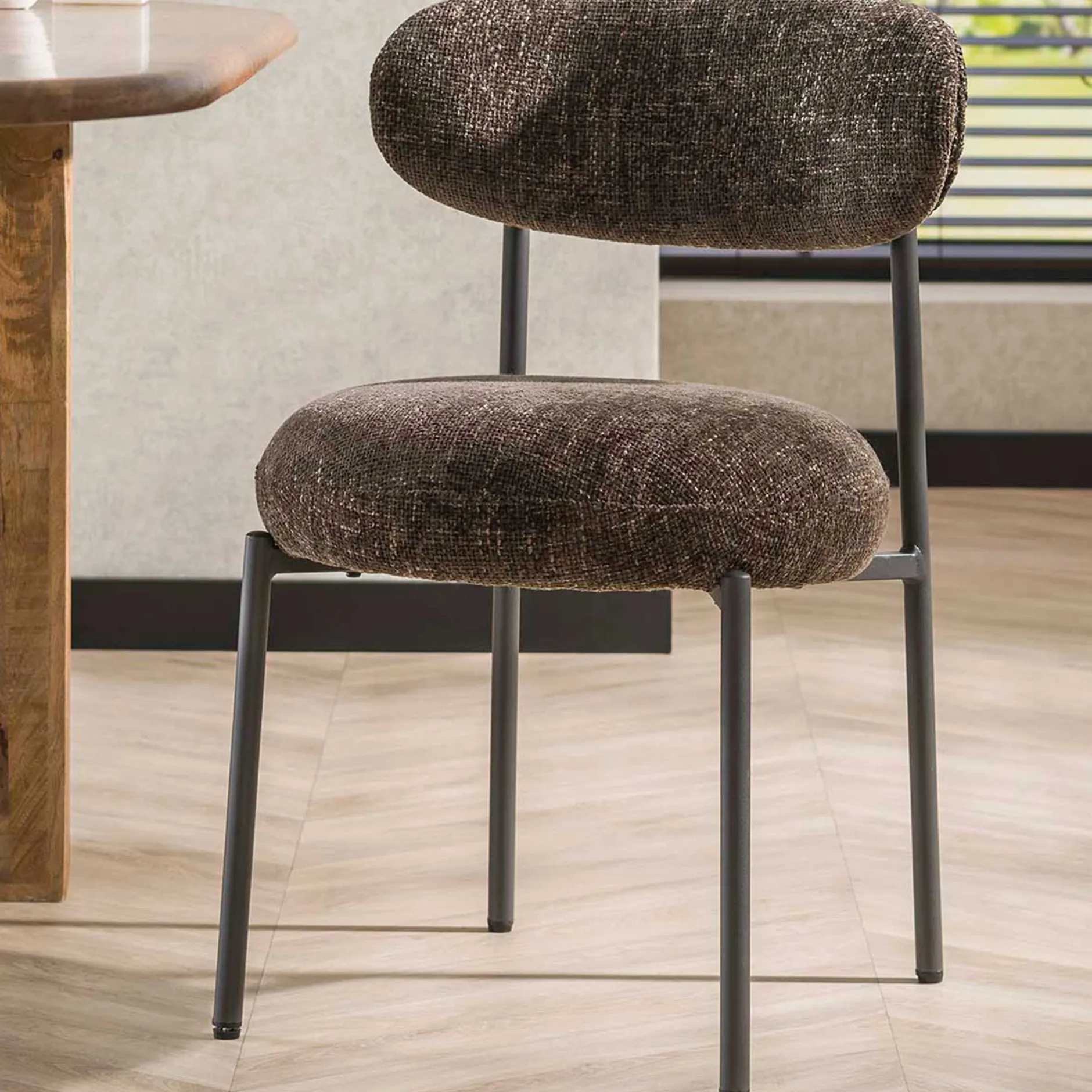 Esszimmerstuhl Rondo - 52x57x81cm - brauner Stoff