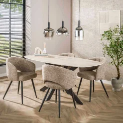 Esszimmerstuhl Saloon - 58x56x81cm - beige Stoff