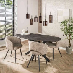 Esszimmerstuhl Saloon - 58x56x81cm - beige Stoff
