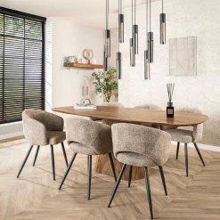 Esszimmerstuhl Saloon - 58x56x81cm - beige Stoff