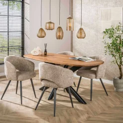 Esszimmerstuhl Saloon - 58x56x81cm - beige Stoff