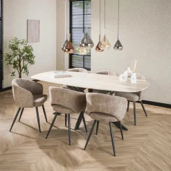Esszimmerstuhl Saloon - 58x56x81cm - beige Stoff