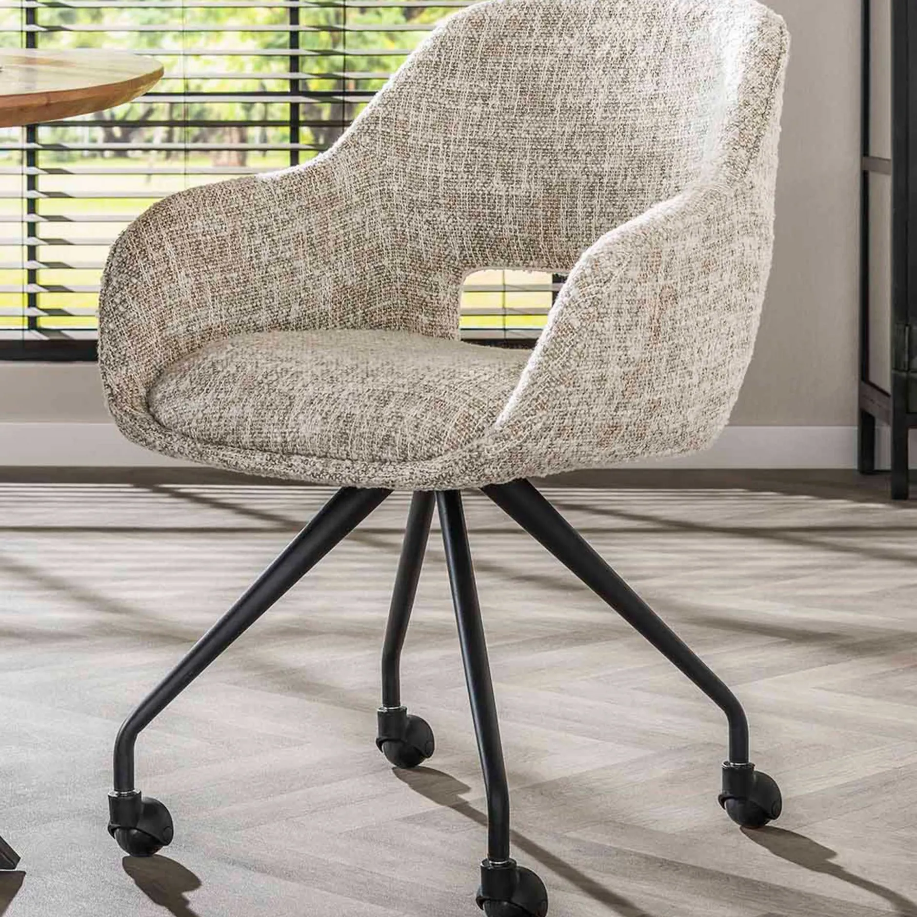 Esszimmerstuhl Spring - 60x62x82cm - mit Rollen - creme