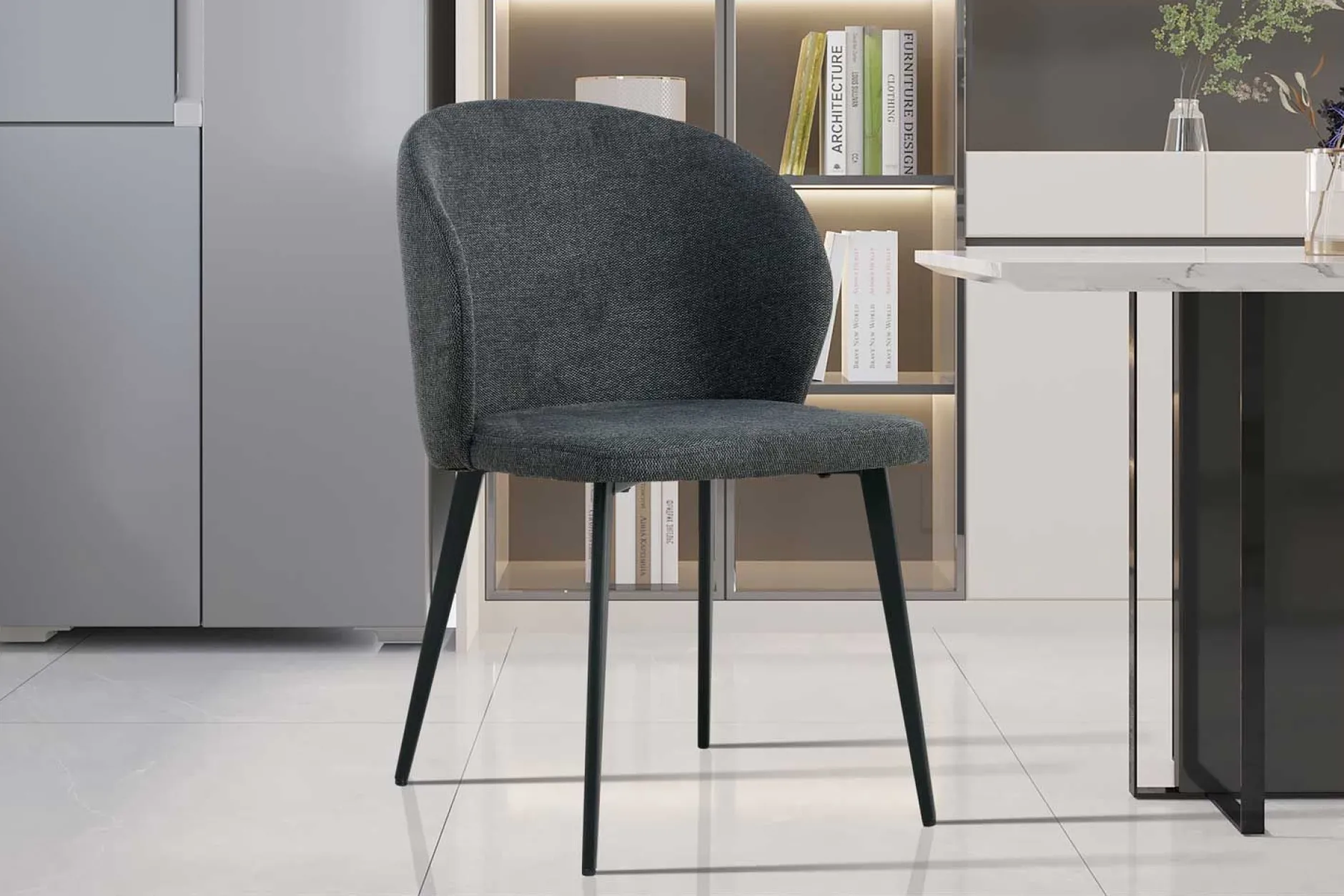 Esszimmerstuhl Tilly - 51x55x80cm - dunkelgrauer Stoff