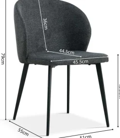 Esszimmerstuhl Tilly - 51x55x80cm - dunkelgrauer Stoff