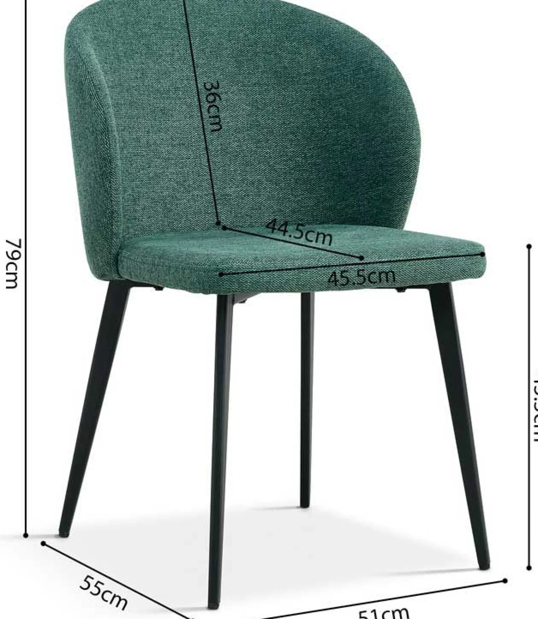 Esszimmerstuhl Tilly - 51x55x80cm - grüner Stoff