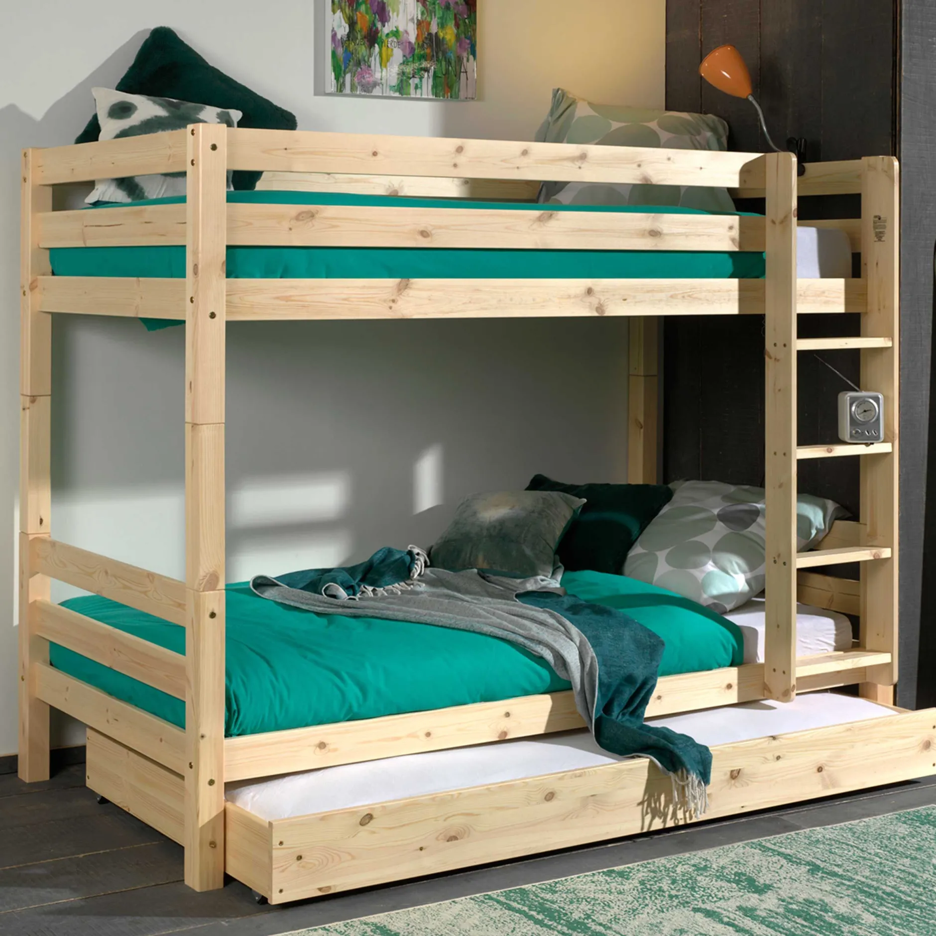 Etagenbett Claire 160cm mit Bettkasten - Kieferholz