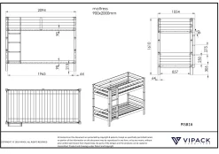 Etagenbett Claire 160cm mit Bettkasten - weiß