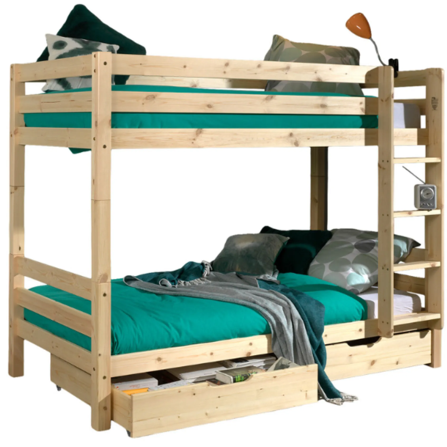 Etagenbett Claire 160cm mit 2 Schubladen - Kieferholz