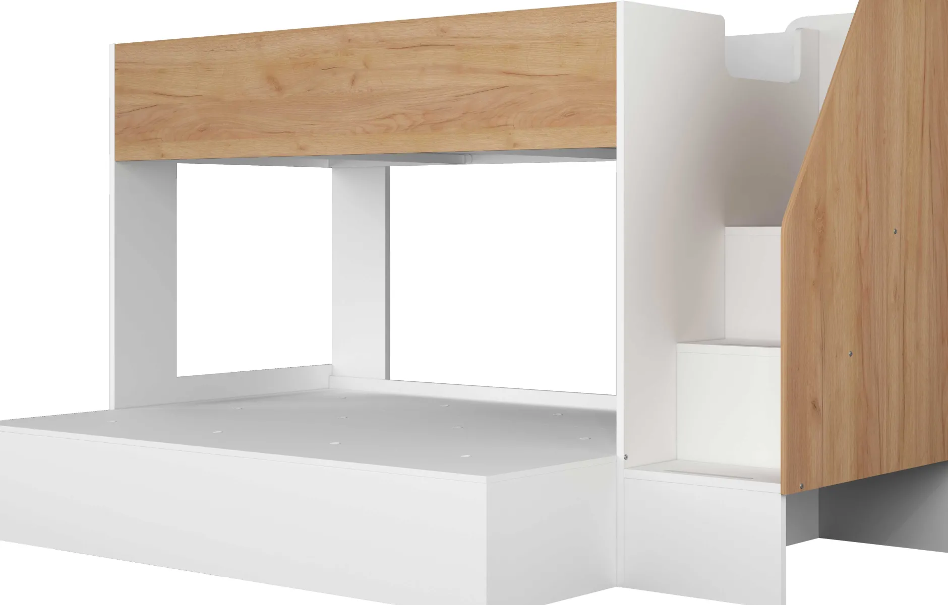 Etagenbett Easy für 3 Personen - 90x200cm und 140x200cm - Goldene Eiche Dekor/Weiß