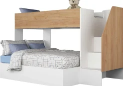 Etagenbett Easy für 3 Personen - 90x200cm und 140x200cm - Goldene Eiche Dekor/Weiß