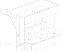 Etagenbett Easy für 3 Personen - 90x200cm und 140x200cm - cascina Eiche Dekor/Weiß