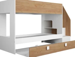 Etagenbett Easy - 90x200cm - mit Bettkasten - Goldene Eiche/Weiß