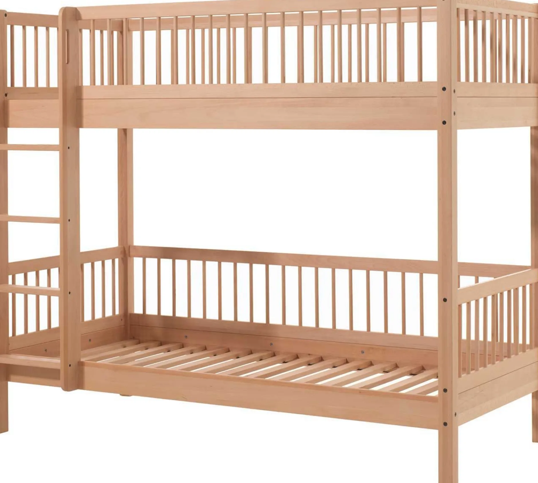 Etagenbett Forrest 90x200cm mit Bettkasten und Bettgitter - Buche