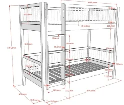 Etagenbett Forrest 90x200cm mit Bettgitter - Buche