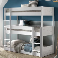 Etagenbett für 3 Personen Scott - 270x105x200 cm - Weiß