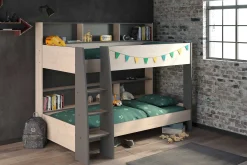 Etagenbett Leo inkl. Matratzenauflagen - Eiche/grau