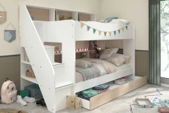 Etagenbett Lester 90x200 mit Stauraum - weiß/Eiche