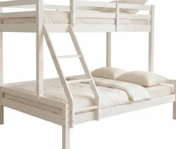 Etagenbett Sven - 90x200 & 140x200cm - 3 Personen – massives Kiefernholz - weiß
