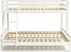 Etagenbett Sven - 90x200 & 140x200cm - 3 Personen – massives Kiefernholz - weiß