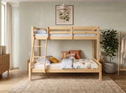 Etagenbett Sven - 90x200 & 140x200cm - 3 Personen – massives Kiefernholz