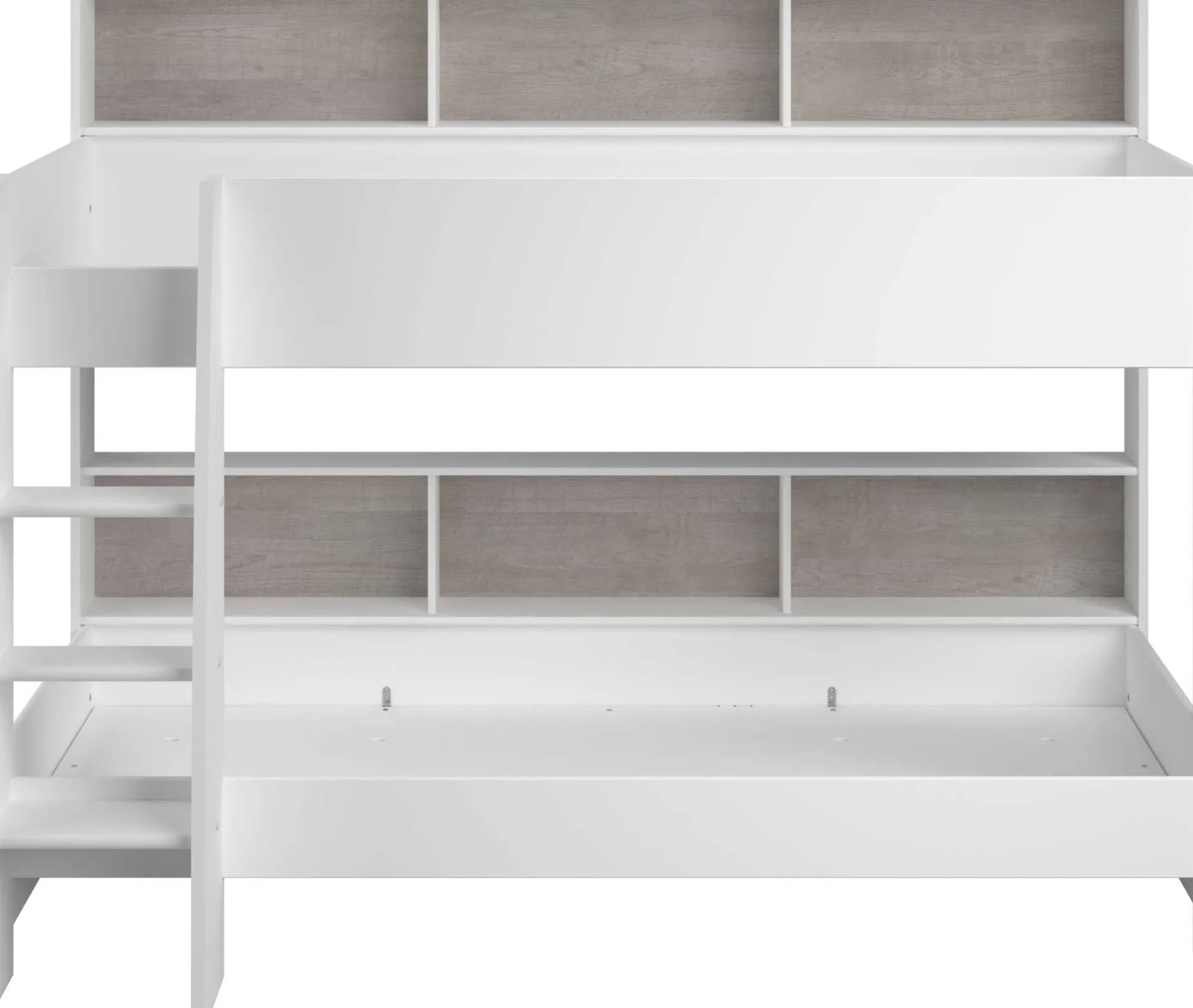 Etagenbett Taylor 90x200 - mit Stauraum - weiß /grau