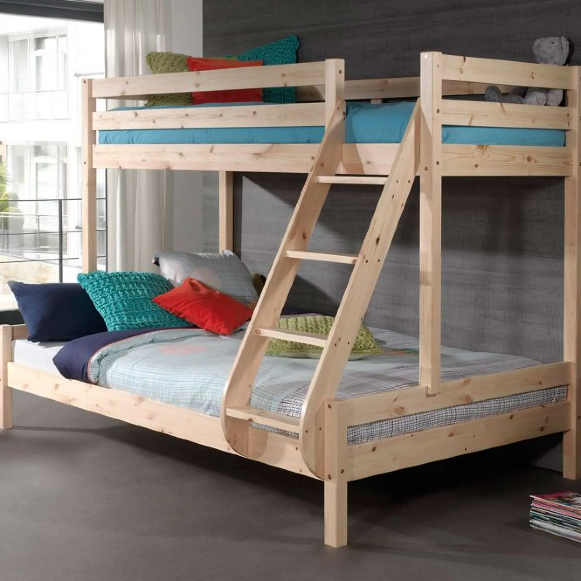 Etagenbett Triple 3-Sitzer Holz - Kieferholz