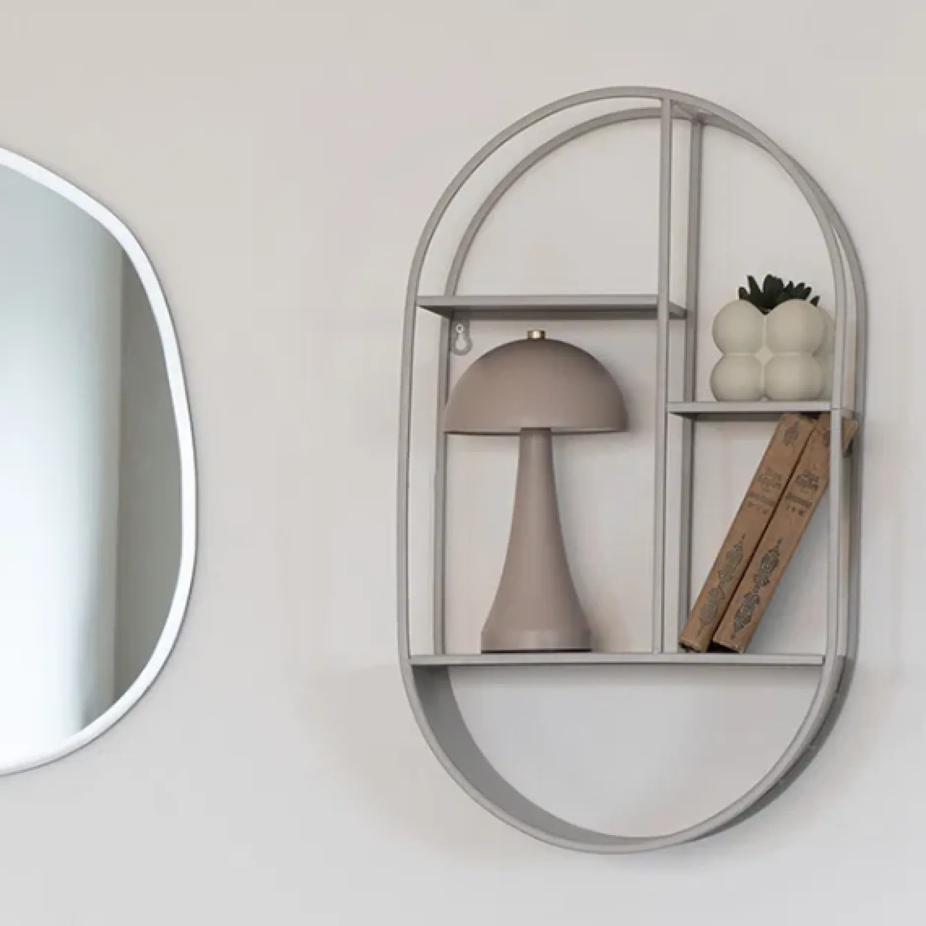 Feira Ovales Wandregal aus grauem Stahl 35x15x60 cm