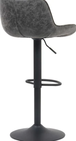 Fenna" Grauer PU Barhocker | Metallbeine | 84-105 x 48 x 49.5cm