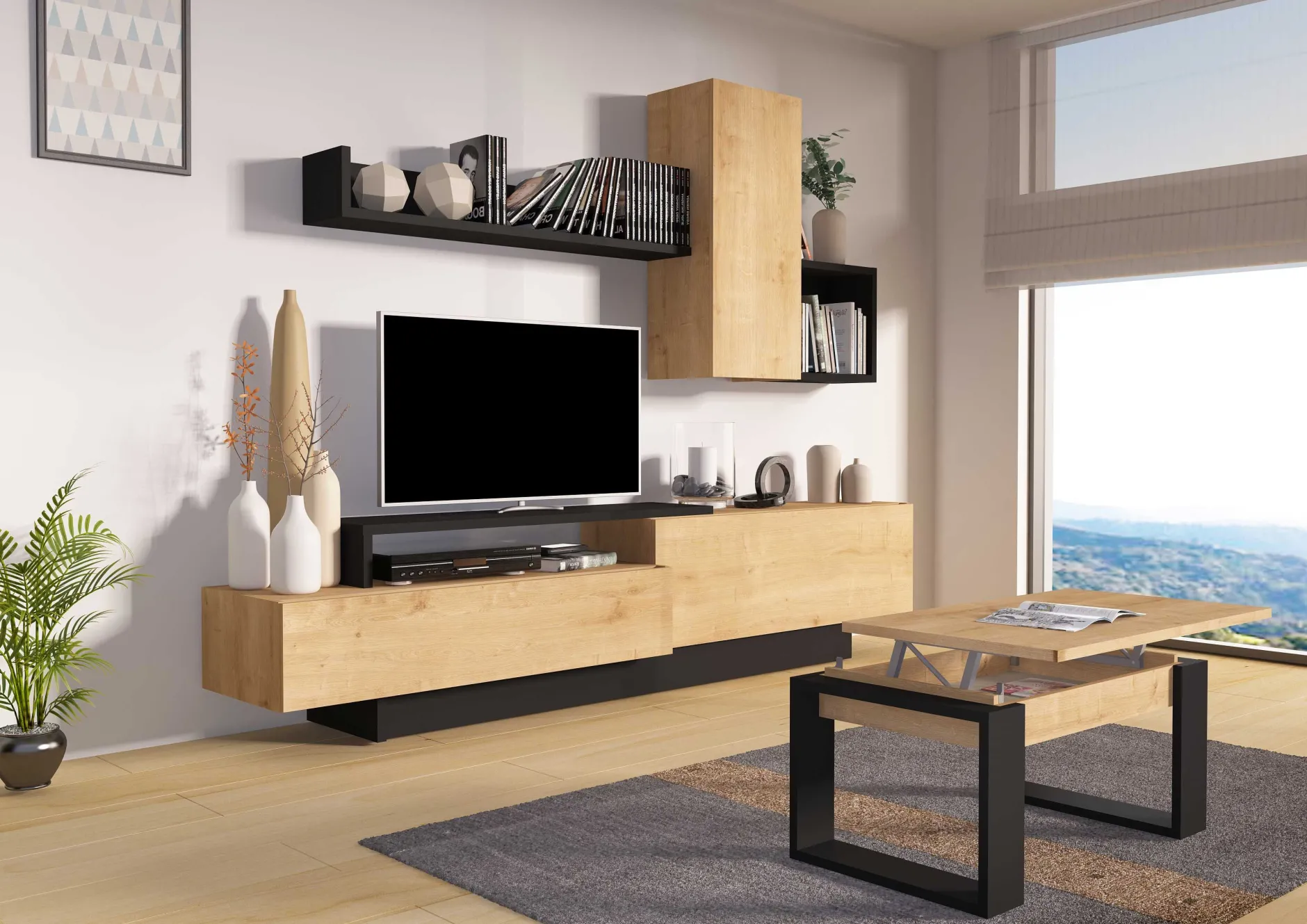 Fernsehschrank Cosmit 240cm - Eiche/anthrazit