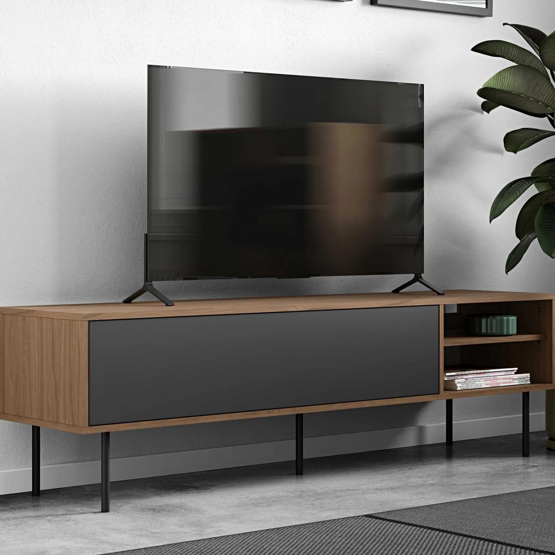 Fernsehschrank Watt 165cm - Walnuss/Grau