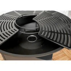Feuerschale Evelyn mit Grill - 80x80x92 cm - Schwarz