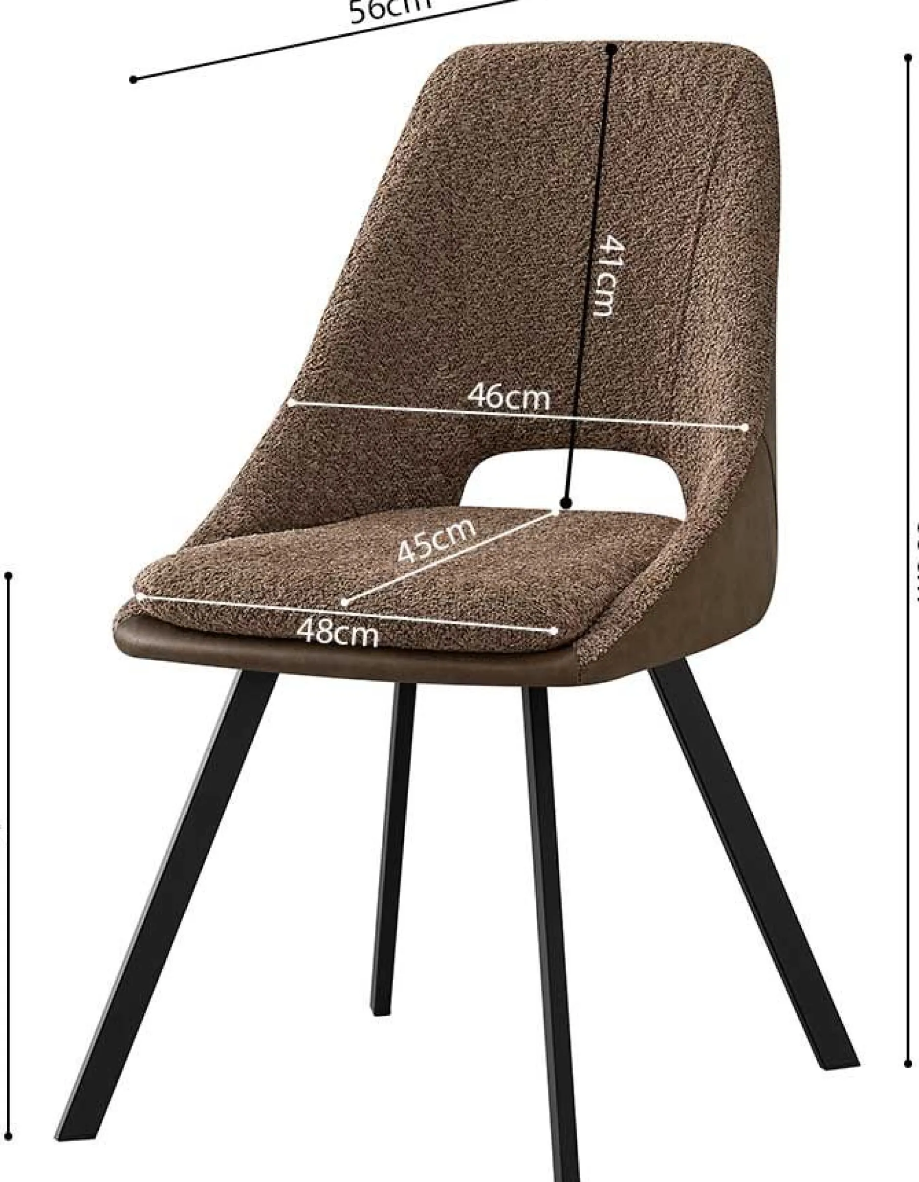 Filou' Bouclé Sand Stuhl | Braun PU Polsterung - 85x48x56cm