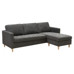Firenze Dunkelgraues Sofa mit Naturholzbeinen