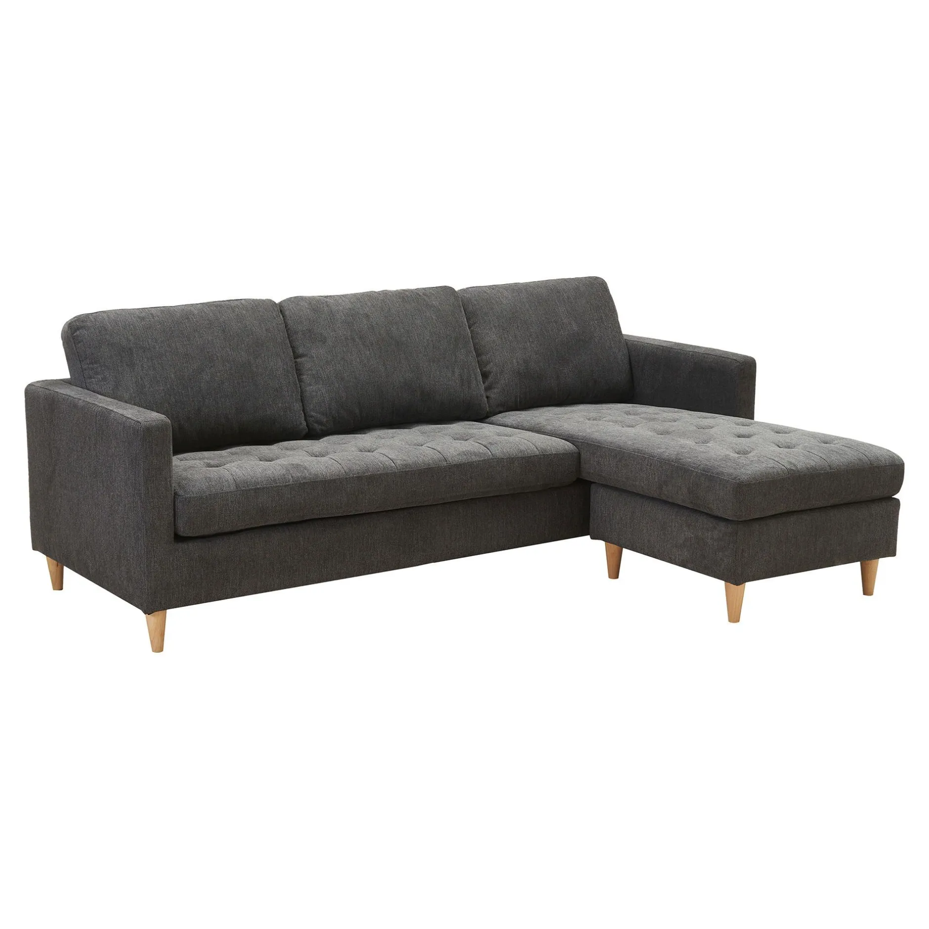 Firenze Dunkelgraues Sofa mit Naturholzbeinen